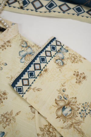 Salina by Sobia Waseem printed khadar shirt with printed shawl and plain bottom SKC-04