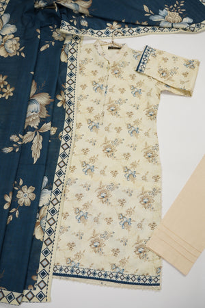 Salina by Sobia Waseem printed khadar shirt with printed shawl and plain bottom SKC-04