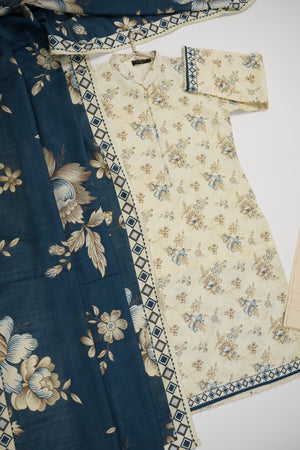Salina by Sobia Waseem printed khadar shirt with printed shawl and plain bottom SKC-04