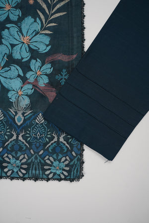 Salina by Sobia Waseem printed khadar shirt with printed shawl and plain Bottom SKC-03