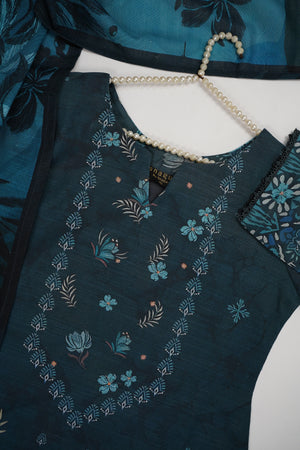 Salina by Sobia Waseem printed khadar shirt with printed shawl and plain Bottom SKC-03