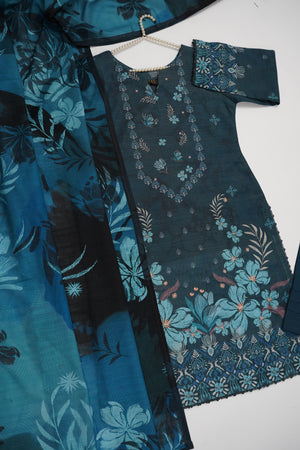 Salina by Sobia Waseem printed khadar shirt with printed shawl and plain Bottom SKC-03