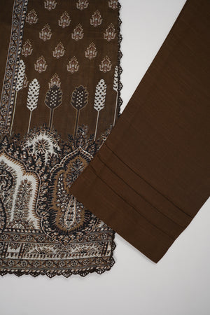 Salina by Sobia Waseem printed khadar shirt with printed shawl and plain bottom SKC-05