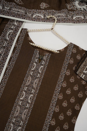 Salina by Sobia Waseem printed khadar shirt with printed shawl and plain bottom SKC-05
