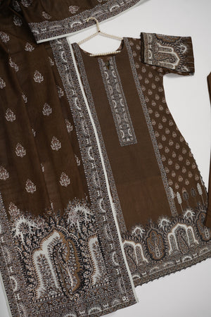 Salina by Sobia Waseem printed khadar shirt with printed shawl and plain bottom SKC-05
