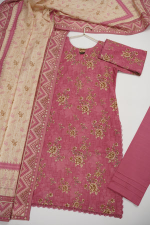 Salina by Sobia Waseem Printed khadar shirt with printed shawl and plain bottom SKC-02