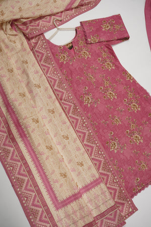Salina by Sobia Waseem Printed khadar shirt with printed shawl and plain bottom SKC-02