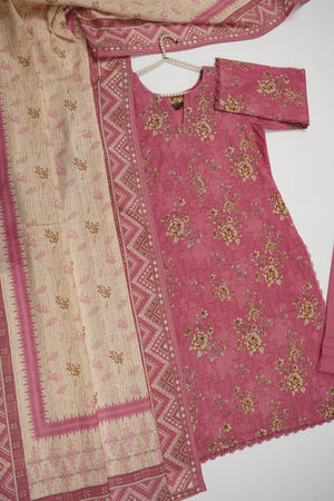 Salina by Sobia Waseem Printed khadar shirt with printed shawl and plain bottom SKC-02