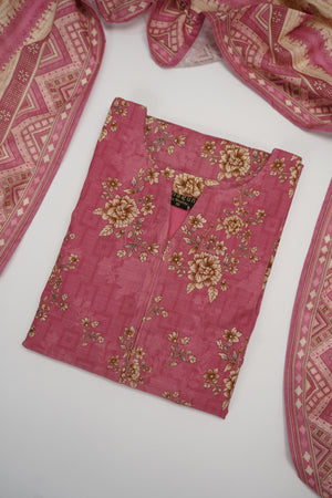 Salina by Sobia Waseem Printed khadar shirt with printed shawl and plain bottom SKC-02