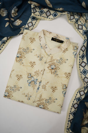 Salina by Sobia Waseem printed khadar shirt with printed shawl and plain bottom SKC-04