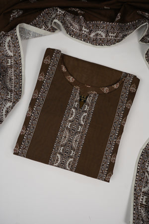 Salina by Sobia Waseem printed khadar shirt with printed shawl and plain bottom SKC-05