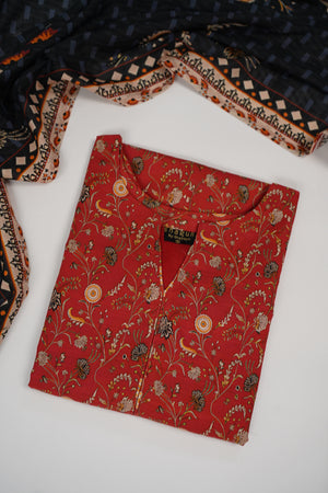 Salina by Sobia Waseem printed khadar shirt with printed shawl and plain bottom SKC-07