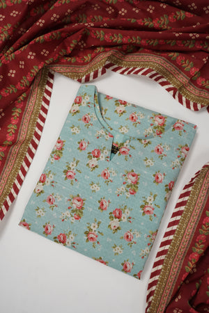 Salina by Sobia Waseem printed khadar shirt with printed shawl and plain bottom SKC-08