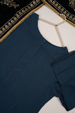 Shagun Linen Collection With Velvet Shawl YT-04