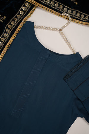 Shagun Linen Collection With Velvet Shawl YT-04