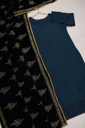 Shagun Linen Collection With Velvet Shawl YT-04