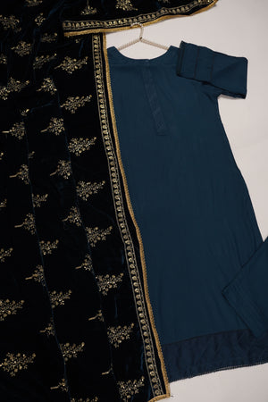 Shagun Linen Collection With Velvet Shawl YT-04