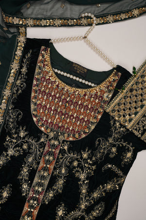 Dastaan Exclusive Velvet collection MM-01 (Green)