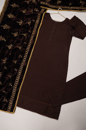 Shagun Linen Collection With Velvet Shawl YT-03