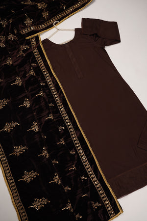 Shagun Linen Collection With Velvet Shawl YT-03