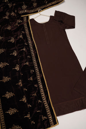 Shagun Linen Collection With Velvet Shawl YT-03