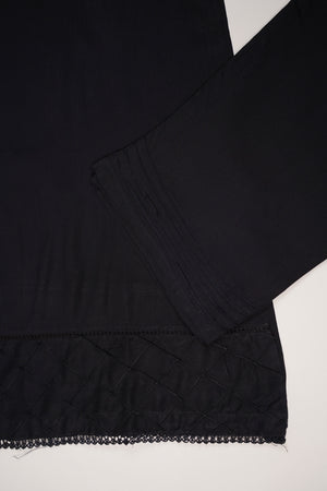 Shagun Linen Collection With Velvet Shawl YT-02 (Black)