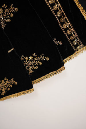 Shagun Linen Collection With Velvet Shawl YT-02 (Black)