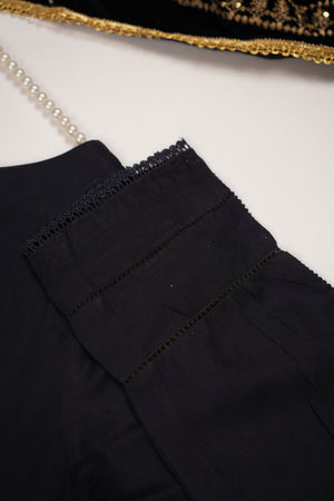 Shagun Linen Collection With Velvet Shawl YT-02 (Black)