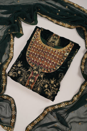 Dastaan Exclusive Velvet collection MM-01 (Green)