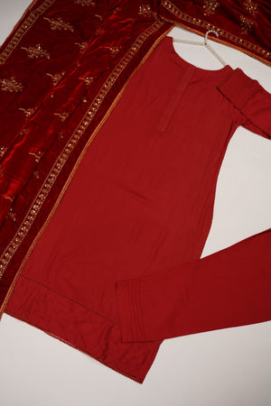 Shagun Linen Collection With Velvet Shawl YT-01