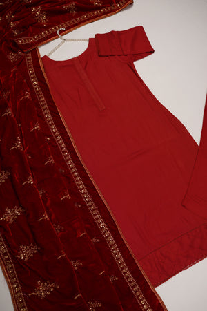 Shagun Linen Collection With Velvet Shawl YT-01