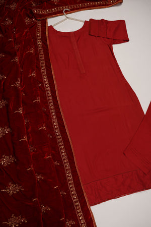 Shagun Linen Collection With Velvet Shawl YT-01