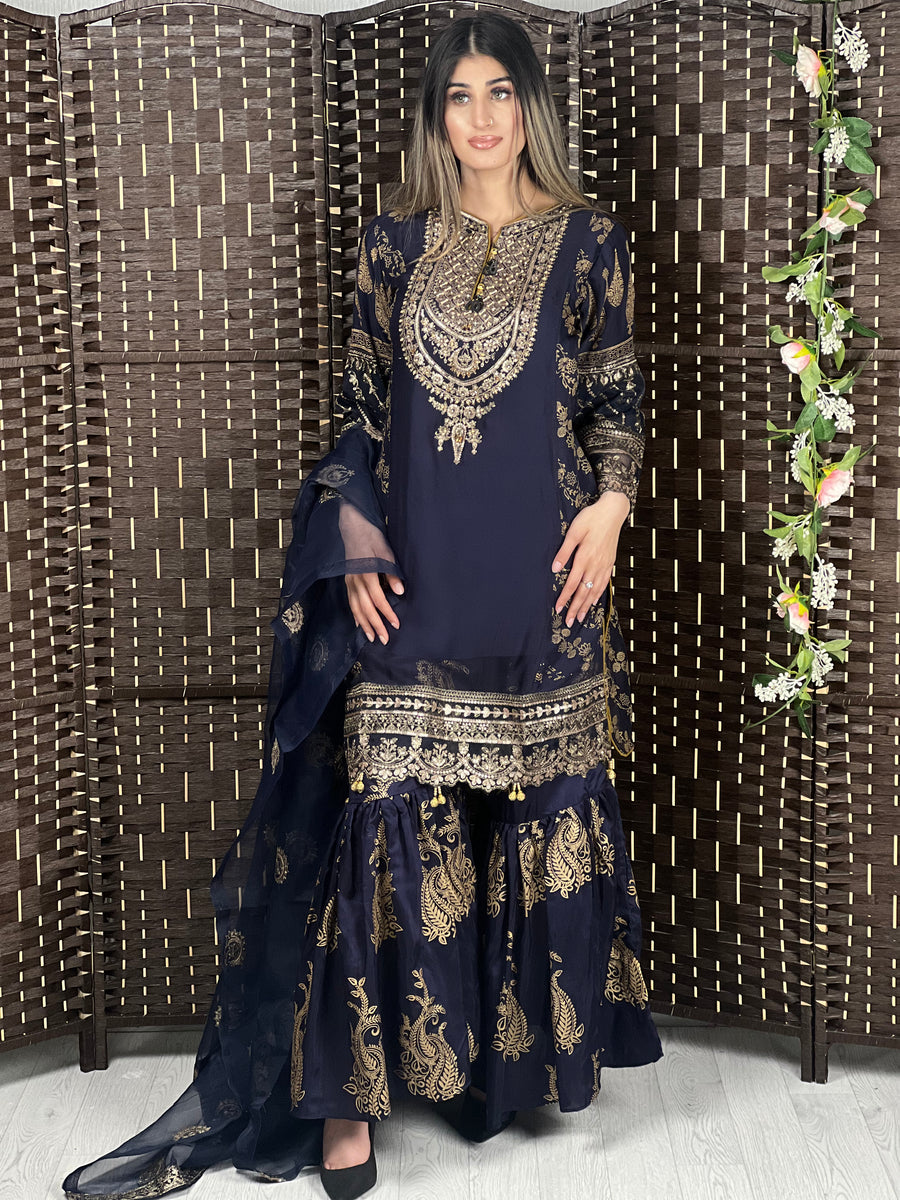 SHAGUN LUXURY BLOCKPRINT NAVI  2023