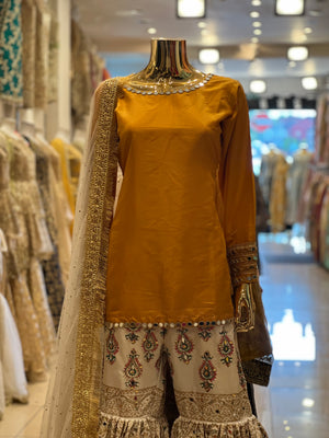WHITE BLOCKPRINT GARARA 3 PCS / READY IN 8 WEEKS