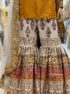 WHITE BLOCKPRINT GARARA 3 PCS / READY IN 8 WEEKS