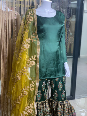 PRE BOOK READY IN 8 WEEKS- New mehndi garara 3 piece suit