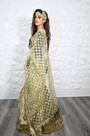 PRE ORDER (READY IN 10 WEEKS) MEHNDI GARARA 3PCS DRESS