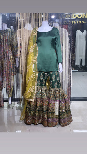 PRE BOOK READY IN 8 WEEKS- New mehndi garara 3 piece suit